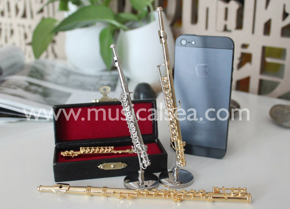 Miniature Golden Flute Musical Instrument